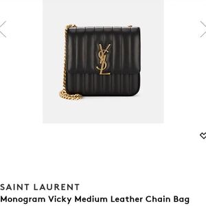 Saint Laurent Vicky Medium Black Leather Chain Bag
